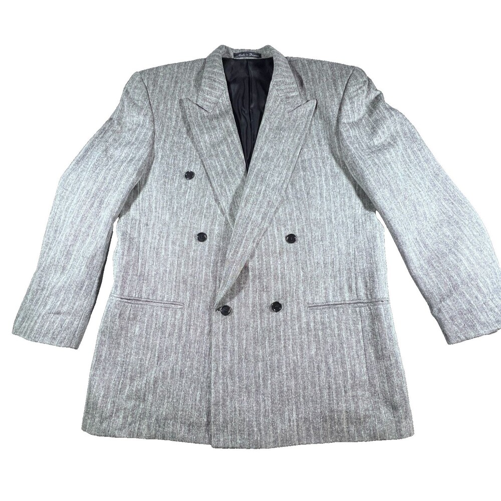 Men's Bachrach Vintage St Tropez Wool Double Breasted Blazer Gray 42L